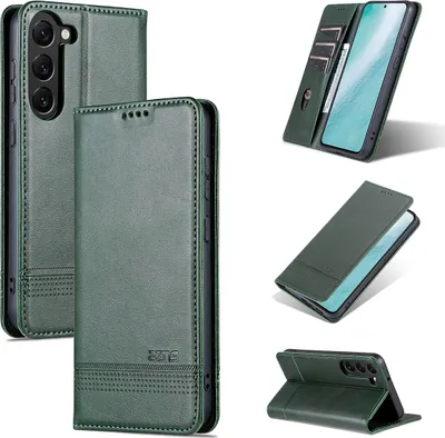Produktbild von Galaxy S23 Leder Hülle, Klapphüllen Brieftasche Magnetverschluss Ständer Schutzhülle für Samsung Galaxy S23 Grün