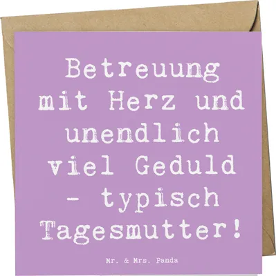 Produktbild von Mr. & Mrs. Panda Grußkarte Spruch Tagesmutter Liebe - Lavendeltraum - Geschenk, anlasskarte, Beruf, Berufsliebe, Geduld, Berufe, liebevolle Betreuung, Berufsalltag