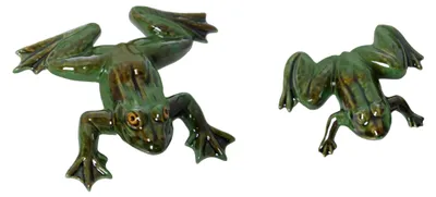 Keramikfrösche grün, 2 Stück, 26x22x7,5 cm & 17x16x6 cm