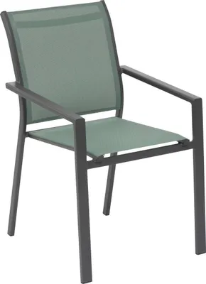 Produktbild von Stapelbarer gartensessel "essentia" olivgrün &amp graphit aus epoxybehandeltem aluminium  - Hespéride