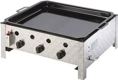 A professional studio shot of a commercial griddle.