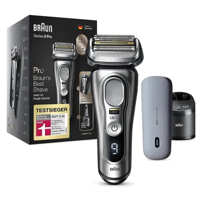 Produktbild von Braun Elektrorasierer Series 9 Pro Premium Rasierer Herren mit 4+1 Scherkopf Elektrorasierer, 5in1 Reinigungsstation, Aufsätze: 1,Elektrorasierer