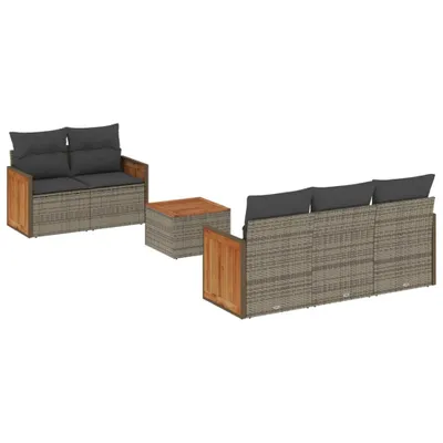 Produktbild von 6-tlg. Garten-Sofagarnitur mit Kissen Grau Poly Rattan
