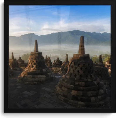 Produktbild von MuchoWow® MuchoWow® Gerahmtes Poster Indonesien - Berg - Nebel 40x40 cm - Poster mit zchwarzem Bilderrahmen - Mit Rahmen - Wanddekoration Schlafzimmer