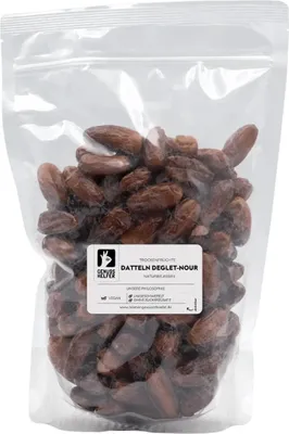 Produktbild von Datteln Deglet Nour, getrocknet, entsteint, ungezuckert & unbehandelt, zum Naschen, Backen, Kochen oder für Müsli, 1kg