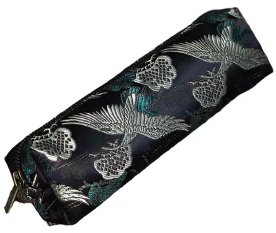 Productafbeelding van Groot etui van brokaat, voor volwassenen. Etui voor scholieren en studenten, voor meisjes (zwart)