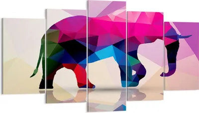Produktbild von Bild auf Leinwand - Leinwandbild - Elefanten Illustration Bunt - 160x85cm - Wand Bild - Wanddeko - Leinwanddruck - Bilder - Kunstdruck - Wanddekoration - Leinwand bilder - Wandkunst - EA160x85-2807