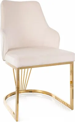 Produktbild von Designer-Esszimmerstuhl VALBURKA – Hellbeige/Gold