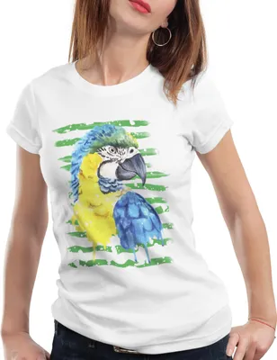 Produktbild von style3 Papagei Sommer Damen T-Shirt gelbbrustara regenwald vogelfreund vögeln, Größe:L