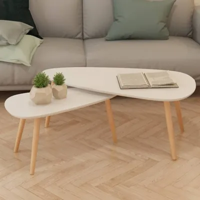 Image de Maison Exclusive - Lot de 2 tables basses en pin massif blanc