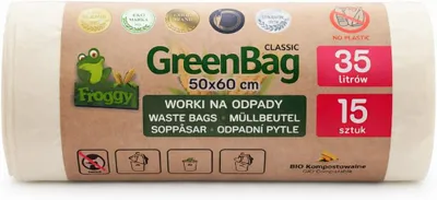 Obrázek produktu pro Biologicky rozložitelné sáčky na bioodpad, objem 35 litrů, 15 kusů
