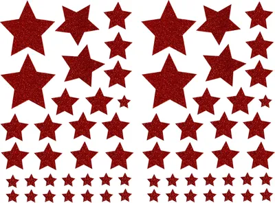 Produktbild von Oblique Unique 64 Sterne Sticker Stern Aufkleber mit Glitzereffekt für Weihnachten zum Basteln Spielen - rot