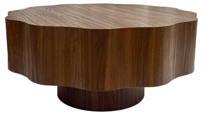 Image de MENZZO Table basse ronde élégante 80cm Floraline Bois foncé
