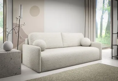 Produktbild von AlpiMeble Sofa 3 sitzer, Modern Schlafsofa, Couch mit schlaffunktion, Eleganter Abriamo-Stoff, Weiß