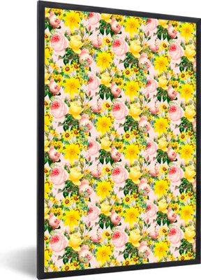 Produktbild von MuchoWow® MuchoWow® Gerahmtes Poster Blumen - Rosen - Frühling 60x90 cm - Poster mit zchwarzem Bilderrahmen - Kunst