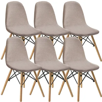 Immagine prodotto di Set di 2/4/6 coprisgabigliotti per sedie da pranzo, in un elegante colore (beige)