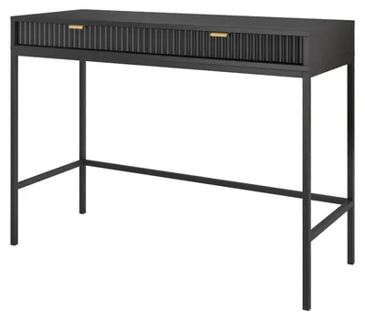 Produktbild von Schminktisch NOVUM Schwarz mit schwarzem Gestell 104 × 77 × 50 cm – Moderner Frisiertisch mit 2 Schubladen