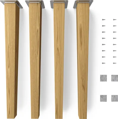 Produktbild von 4x sossai Holzfüße eckig - gerade Ausführung 45cm Eiche