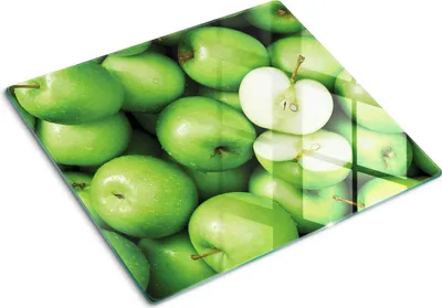 Obrázok produktu pre Sklenená ochranná doska – Kryt varnej dosky – Kryt na indukčnú dosku – 60x52 cm – Rýchle čistenie – Tvrdené sklo – Zelené jablká