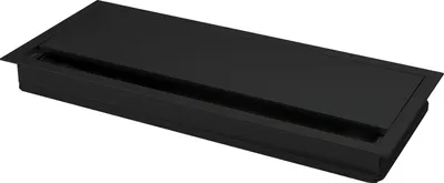 Produktbild von Kabeldurchgang eckig mit Staubschutzbürste, 280x120x25mm, Alu schwarz RAL 9005