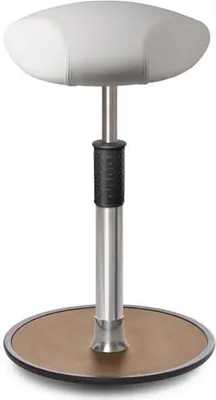 Produktbild von Sitz- Stehhocker Free Tall Triangel Boxmark Leder Weiß Chrom /Natur.