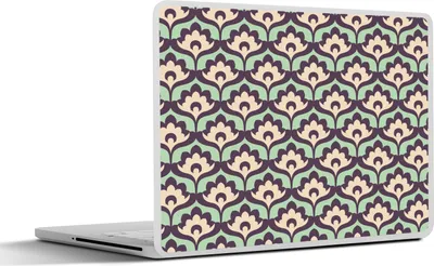 Produktbild von MuchoWow® Laptop Aufkleber Sticker Cover Muster - Retro - Blumen 31x22.5 cm - Laptop-Deko