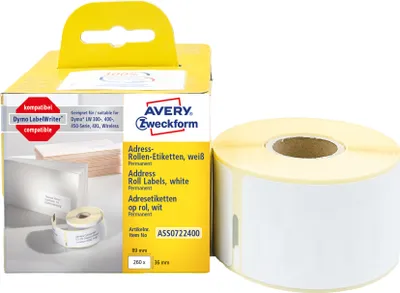 Immagine prodotto di AVERY Etichette in rotolo Zweckform, 89 x 36 mm, bianco