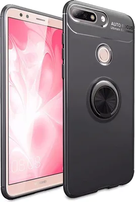 Produktbild von NALIA Ring Hülle kompatibel mit Huawei Y7 2018, Silikon Cover für KFZ Halterung