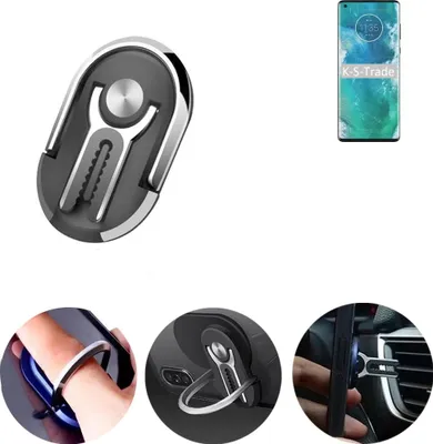 Produktbild von K-S-Trade 3in1 Smartphone-Ring Handy-Ring kompatibel mit Motorola Edge+ Fingerhalterung  Handyring Tischständer Lüftungsgitter-Halterung Tisch