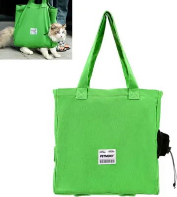Imagen del producto de Caja de transporte de lino, color verde, con puertas para gatos, portátil, para transporte