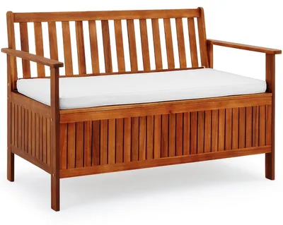 Produktbild von Gartenbank Gartensitzbank Holzbank - Akazienholz - Mit Staubox - 120 x 85 cm - 320 kg