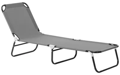 Produktbild von Klappbare Gartenliege mit verstellbarer Rš¹ckenlehne, Stahl und Oxford-Gewebe, 188 x 56 x 28 cm, Grau