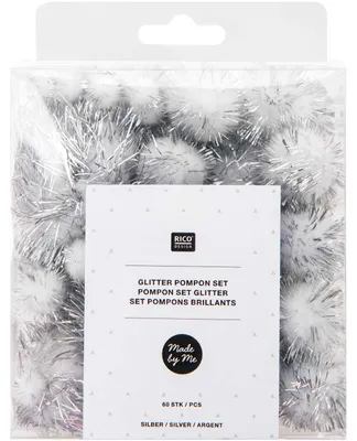 Produktbild von Pompomset Silber Glitter