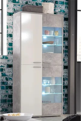 Produktbild von Vitrine Glasvitrine Standvitrine Holzvitrine Vitrinenschrank Schrank "Marion I"