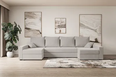 Produktbild von ALTDECOR Ecksofa mit Schlaffunktion und Bettkasten Corner Sofa Eckcouch Couch U-Form universal, links/rechts angeordnet Schlafcouch Ausziehbar Wohnlandschaft  ALESIA-U - 301x140x90cm Hellbraun