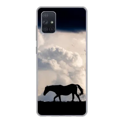 Produktbild von MuchoWow® Handyhülle Schutzhülle Hülle für Samsung Galaxy A71 Pferd - Wolken - Schatten Silikon Softcase Handy Hülle - Kartenbesitzer