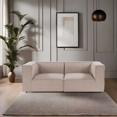 Produktbild von Hanah Home, Sora 2 - Sand Beige, 2-Sitzer-Sofa, 100 % Hainbuche, Sandbeige, 208 x 96 x 65 cm