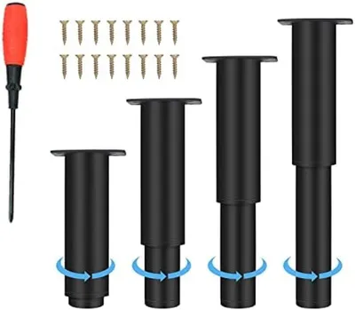 Produktbild von PolkaHome® Verstellbare Möbelfüße, 4 Stück, Metall, 12-18 cm, schwarz, Höhenverstellung 0-40 mm, Tragfähigkeit bis 800 kg