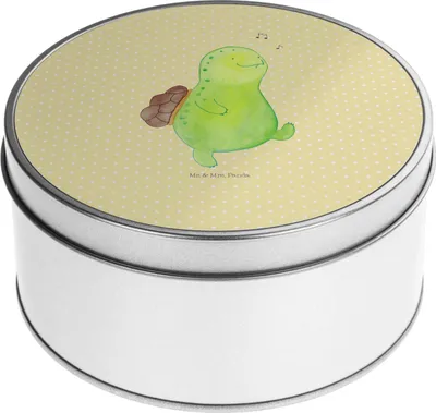 Produktbild von Mr. & Mrs. Panda Geschenkdose Schildkröte Pfeifen - Gelb Pastell - Geschenk, Vorratsdose, Erinnerungsbox, Vorratsdosen, Dose, Motivation, Fröhlich, keksdosen, Kaffeedose