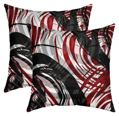 Productafbeelding van Kussenslopen, geometrisch patroon, cirkel, 40x40 cm, set van 2, zwart, rood, wit, polyester