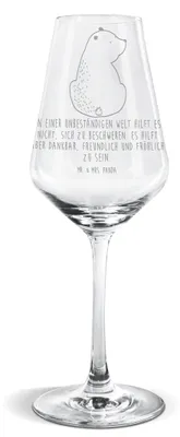 Produktbild von Mr. & Mrs. Panda Weinglas Bär Schulterblick - Transparent - Geschenk, Weißweinkelch, Selbstachtung, Motivation, Für Weißwein, Glas, Bärenliebe, Bären, Weisheit, Teddy