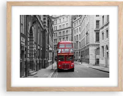 Produktbild von Gerahmtes Poster - Rahmen in heller Eiche - Bus england urlaub london - 40x30 cm - Wand Bild - Wanddeko - Wandbilder - Wandposter - Bilderrahmen - Bilder - Kunstdruck - Wandbild - P2NAA40x30-2153