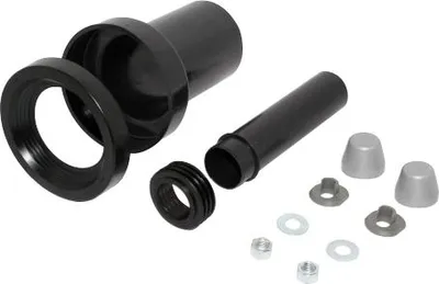 Zdjęcie produktu dla PE-Wand-WC-Anschlussgarnitur 180 mm, (G) DN 90/110 mit Deckkappen in Metalloptik