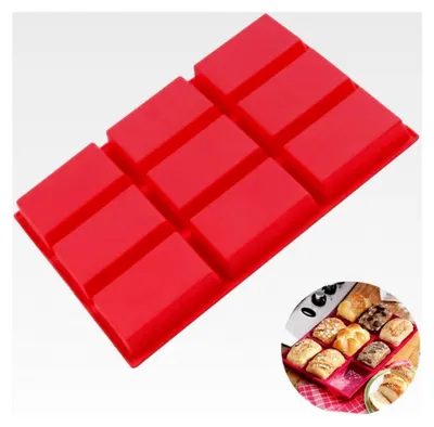 Produktbild von Rechteckige Silikon Backform mit 9 Hohlräumen, Antihaft-Brotform für Kuchen, Schokolade, Kekse