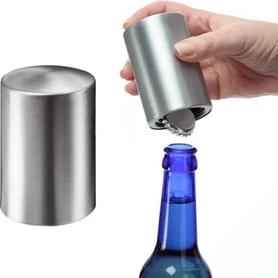 Produktbild von Flaschenöffner Push & Pull - robuster Aluminium Kapselheber in Edelstahl-Optik - perfekte Geschenkidee - Silber