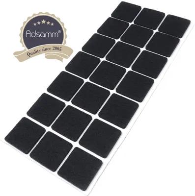Obrázok produktu pre Adsamm® | 21 samolepiacich filcových podložiek / čierna farba / 30x30 mm / štvorcové / filcové podložky na nábytok s hrúbkou 3,5 mm