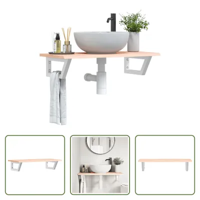 Imagen del producto de Encimera para lavabo "The Living Store" con soporte de acero y madera maciza de roble