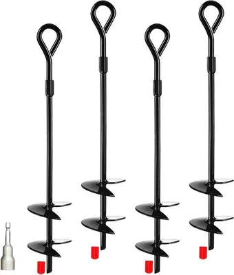 Zdjęcie produktu dla wytrzymała kotwa gruntowa o długości 40 cm do pawilonu, trampoliny, namiotu kempingowego, huśtawki, wiaty samochodowej z podwójną konstrukcją spiralną