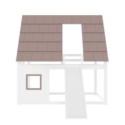 Produktbild von Flieks Etagenbett 140x200cm mit Fenster und Dach, Kinderbett Hausbett mit Rutsche, Hochbett mit Rausfallschutz und Lattenrost, Spielbett Weiß