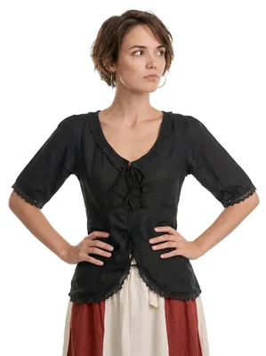 Produktbild von Gothic Bluse mit Spitzenborte schwarz Größe: M
